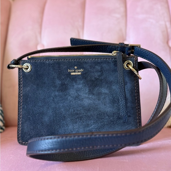 Kate Spade Midnight Blue Suede Crossbody Bag - Picture 1 of 16